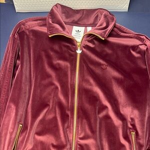 Adidas Maroon Velvet Zip Jacket